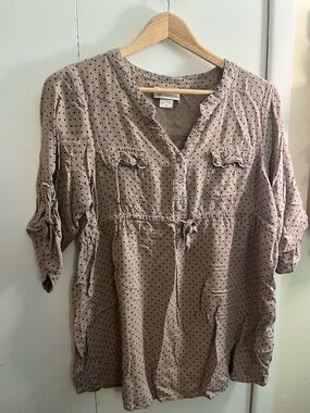 Oh! Mamma Taupe Polka Dot Maternity Blouse